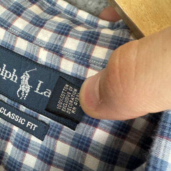 Ralph Lauren Shirt Mens 2XLT Blue Check Short Sleeve Button Down Classic Fit - Picture 4 of 8